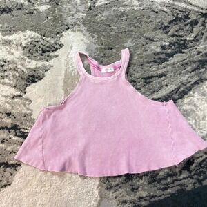 Vestique Tank Top Women S Pink Babydoll Mesh Waffle Knit Sleeveless Cropped